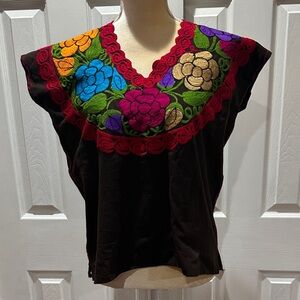 Mexican Handmade Embroidered Floral Top